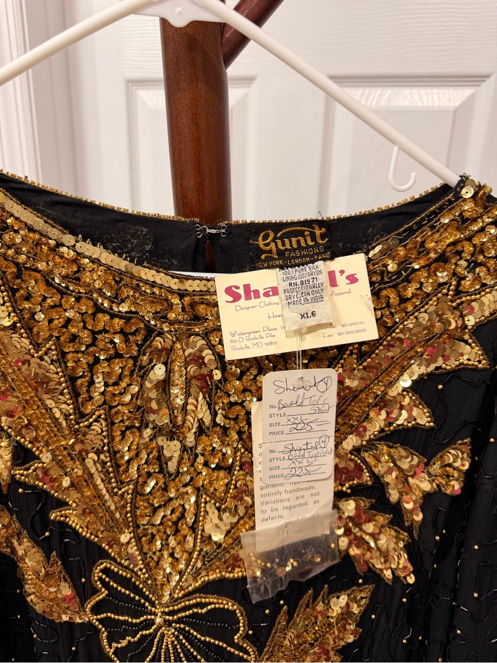 Regency Black Beaded Evening Dress with Gold Embellishment - Picture 8 of 8